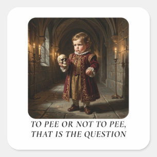 Om te plassen of niet te plassen – Cute baby carto Vierkante Sticker