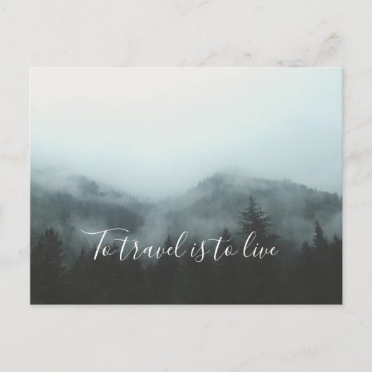 Om te reizen moet je leven briefkaart (Voorkant)