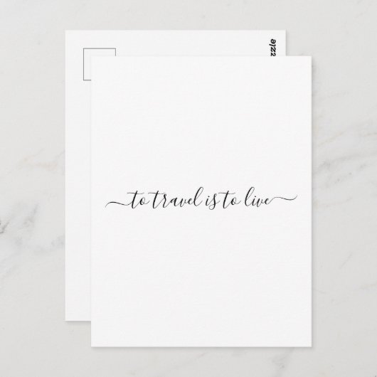 Om te reizen moet je leven - eenvoudig reisprijsop briefkaart (Voorkant / Achterkant)