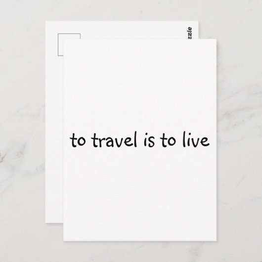 Om te reizen moet je leven - eenvoudig reisprijsop briefkaart (Voorkant / Achterkant)