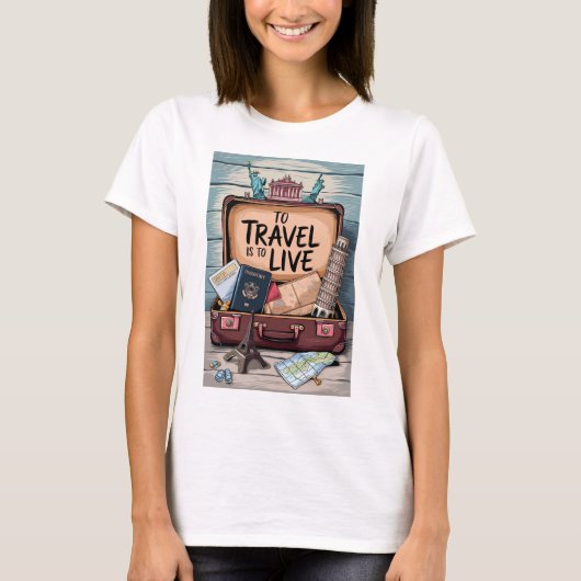 Om te reizen moet je leven t-shirt (Voorkant)