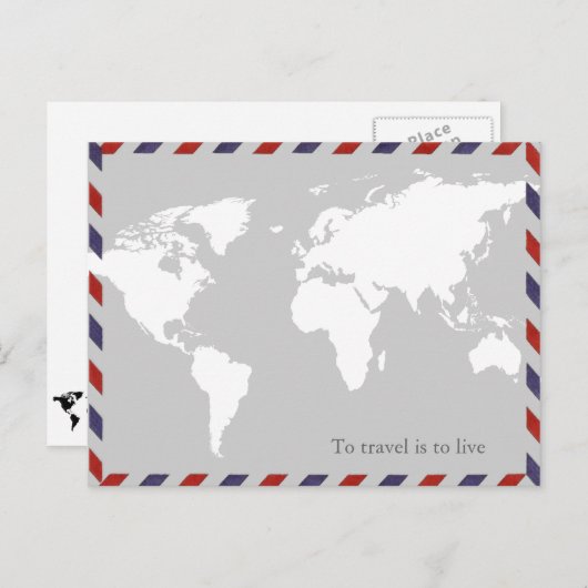 om te reizen moet je leven . worldmap briefkaart (Voorkant / Achterkant)