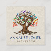 Om Tree Colorful stip-bladeren Vierkante Visitekaartje (Voorkant)