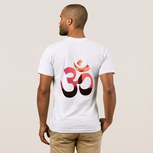 Om Tree Sun Mantra Yoga Mannen dubbelzijdig T-shirt (Achterkant volledig)