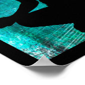 Om Turquoise en Black Women Meditating Yoga Poste Poster (Hoek)