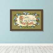 Om u een gelukkig nieuwjaar te wensen,  Victoriaan Canvas Afdruk (Insitu (Houten vloer))