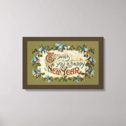 Om u een gelukkig nieuwjaar te wensen,  Victoriaan Canvas Afdruk (Voorkant)