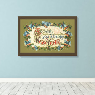 Om u een gelukkig nieuwjaar te wensen,  Victoriaan Canvas Afdruk