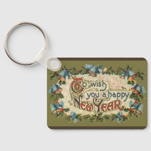 Om u een gelukkig nieuwjaar te wensen,  Victoriaan Sleutelhanger (Achterkant)