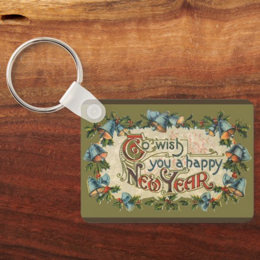 Om u een gelukkig nieuwjaar te wensen,  Victoriaan Sleutelhanger (Achterkant)