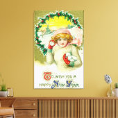 Om u een vrolijk nieuwjaarsgevecht te wensen canvas afdruk (Insitu (Woonkamer))