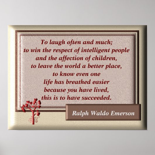 Om vaak en veel te lachen - Emerson quote -Print Poster (Voorkant)