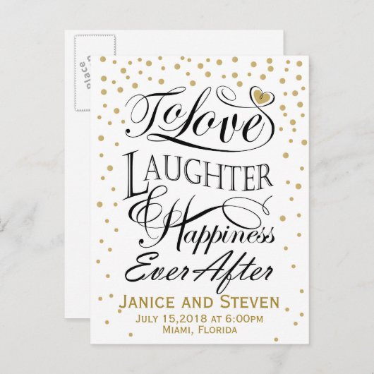 Om van lachen en geluk te houden, ooit na design uitnodiging briefkaart (Voorkant / Achterkant)