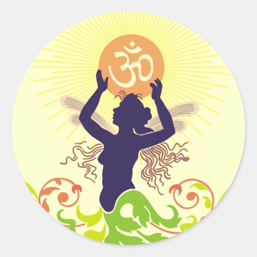 Om Vandana: Aanbidding Ronde Sticker (Voorkant)