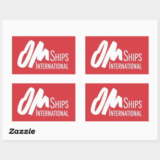 OM verzendt Logo Rechthoekige Sticker (Vel)