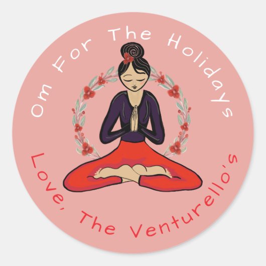 Om Voor De Feestdagen Yoga Sticker (Voorkant)