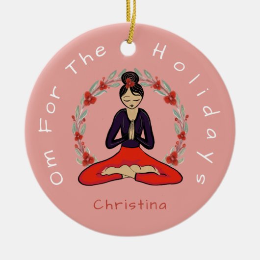 'Om voor de feestdagen' Yogi-vriendenornament Keramisch Ornament (Voorkant)