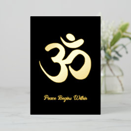 OM | Vrede begint binnenin | Ademhalingsmeditatie Folie Feestdagenkaart