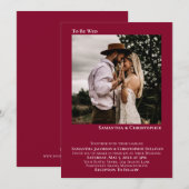 Om Wed Minimalist Cranberry Red Photo Weddenschap Kaart (Voorkant / Achterkant)