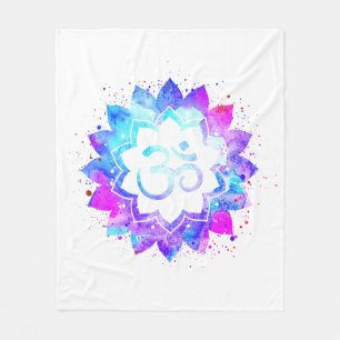 *~* OM Witte Paarse Roze Lotus Bloem Mandala Fleece Deken