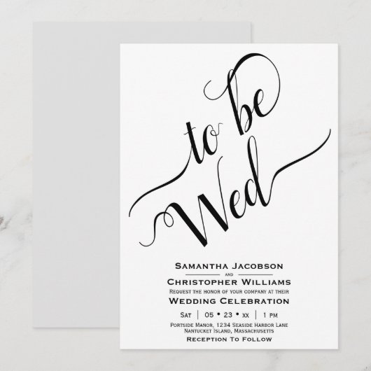 om wo elegante kalligrafie eenvoudige witte bruilo kaart (Voorkant / Achterkant)