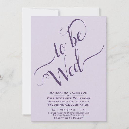 om wo te zijn elegante kalligrafie Paarse bruiloft Kaart (Voorkant)