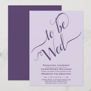 om wo te zijn elegante kalligrafie Paarse bruiloft Kaart
