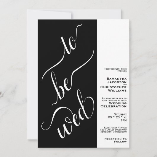 Om Wo te zijn Moderne Minimale Zwart & Wit Bruilof Kaart (Voorkant)