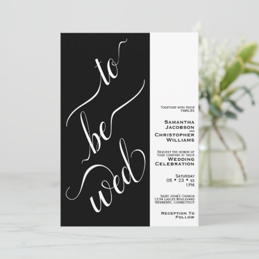 Om Wo te zijn Moderne Minimale Zwart & Wit Bruilof Kaart (Staand voorkant)