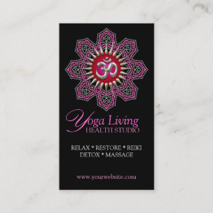 Om Yoga Pink Mandala Sparkle Visitekaartjes