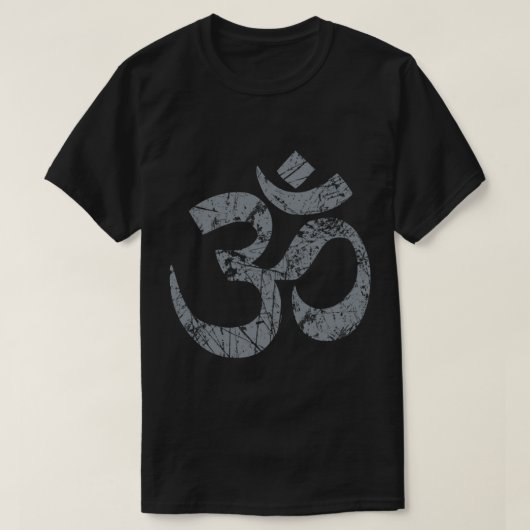 OM Yoga Spiritueel Symbool in Distress Style Essen T-shirt (Design voorkant)