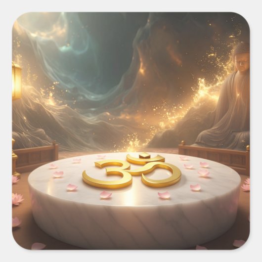 OM - ZEN BOEDDHISME VIERKANTE STICKER (Voorkant)