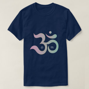 Om zen yoga workout fitness gym pastel donkerblauw t-shirt