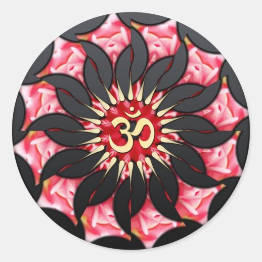 Om Zwart Roos Spiritueel Kunst Sticker (Voorkant)