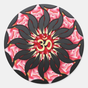 Om Zwart Roos Spiritueel Kunst Sticker