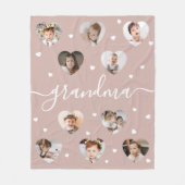 Oma 10-foto collage Elegante script roze stof Fleece Deken (Voorkant)
