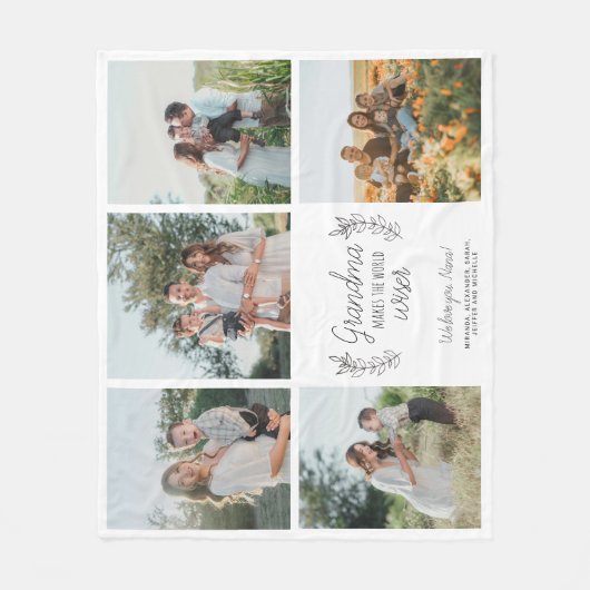 Oma 5-foto collage script tekst gepersonaliseerd fleece deken (Voorkant)