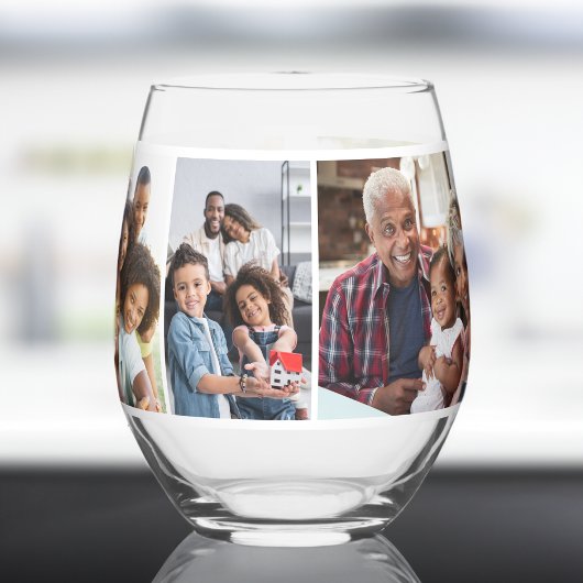 Oma 5 fotocollage wijnglas zonder voet