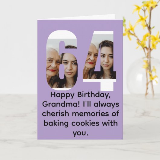 Oma 64ste verjaardag kaart (Gele Bloem)