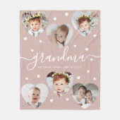 Oma 6-foto collage Elegant Schrift Stof Roze Fleece Deken (Voorkant)