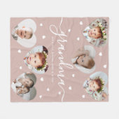 Oma 6-foto collage Elegant Schrift Stof Roze Fleece Deken (Voorkant (Horizontaal))