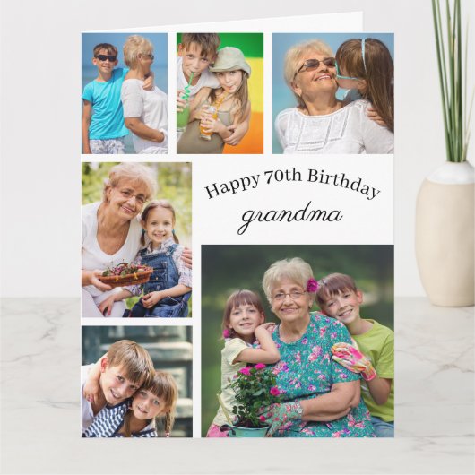 Oma 6 fotocollage elke leeftijd grote gelukkige ve kaart (Voorkant)