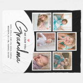 Oma 6 Fotocollage Script Zwart Fleece Deken (Voorkant (Horizontaal))