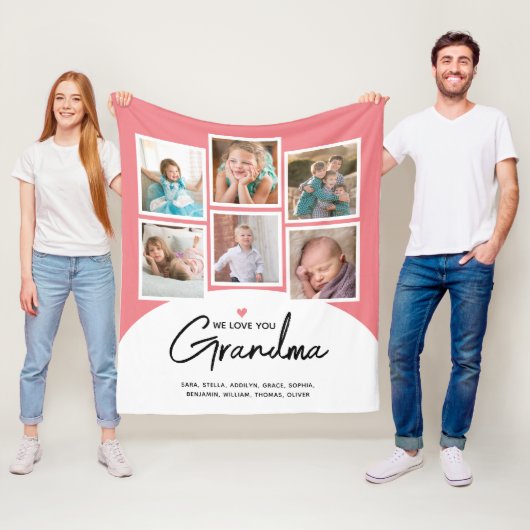Oma 6 fotoscript roze fleece deken (In situ)