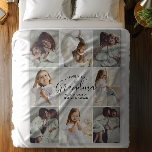 Oma 8-foto aangepaste tekst gepersonaliseerde cade fleece deken