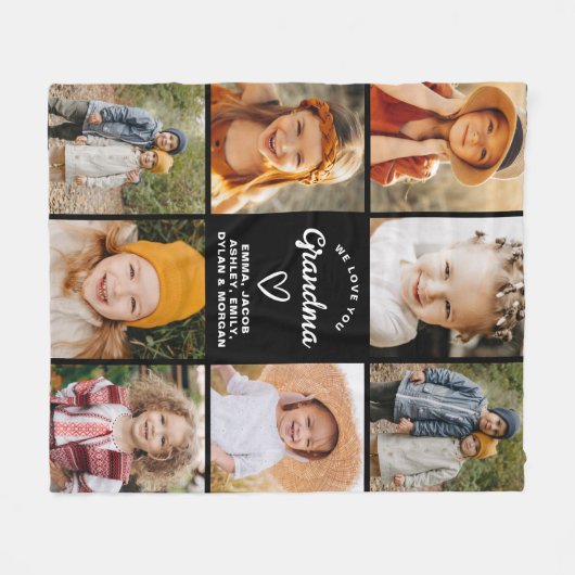 Oma 8-Foto Collage Tekst Gift Gepersonaliseerd Fleece Deken (Voorkant (Horizontaal))