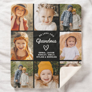 Oma 8-Foto Collage Tekst Gift Gepersonaliseerd Sherpa Deken