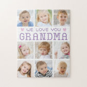 Oma 9 fotocollage harten aangepaste kleuren legpuzzel (Verticaal)