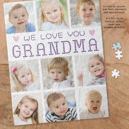 Oma 9 fotocollage harten aangepaste kleuren legpuzzel
