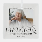 Oma Aandenken Foto Herinnering Glas Ornament (Achterkant)